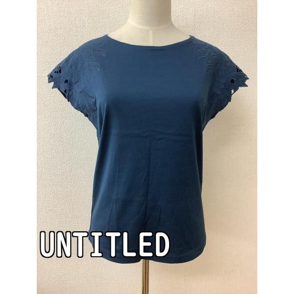 モスブルーカットソー 袖透かし模様 サイズ2