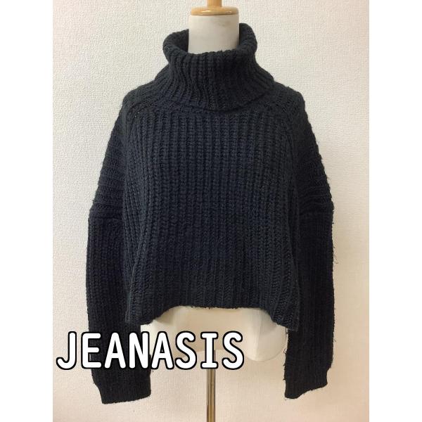 黒ざっくりニット ショート丈 サイズF