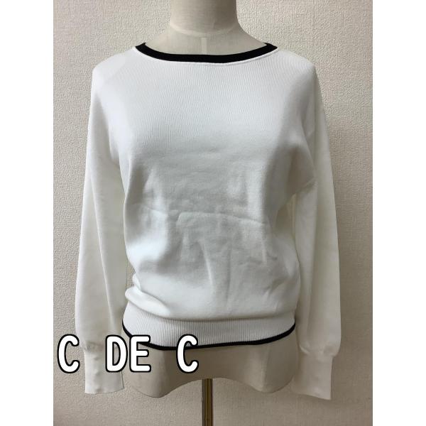 オフホワイトのニット 黒ふちどり サイズ38