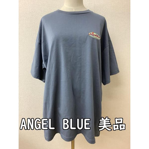 ブルーグレーTシャツ ワッペン付き 美品 サイズM