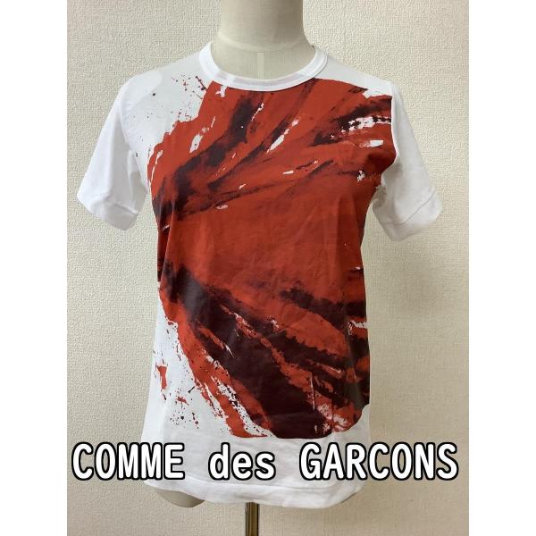コム デ ギャルソン (COMME des GARCONS) 白×赤プリント Tシャツ サイズXS