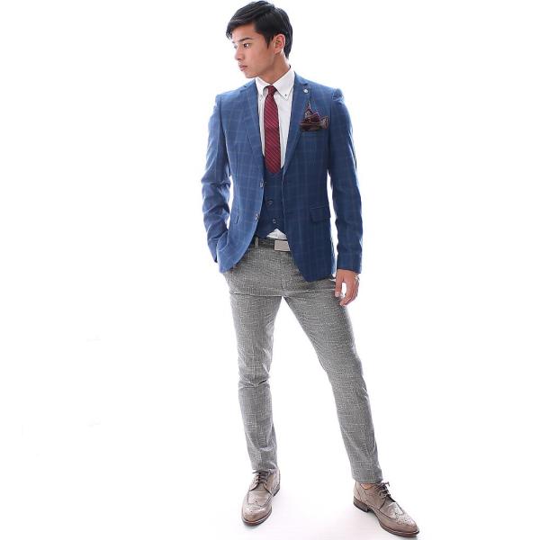 髪型 上ジャケット ブルー メンズ