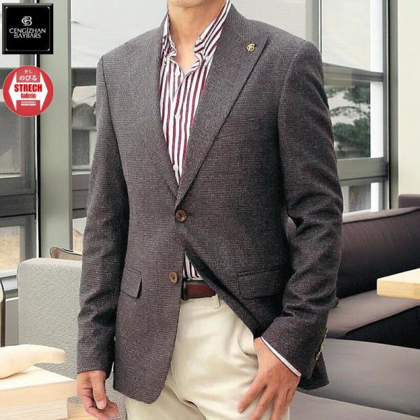 テーラードジャケット メンズ ブレザー ネイビー/チェック 秋/冬