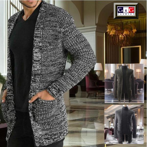 コーディガン メンズ ローゲージ ニット 秋冬 厚地/厚手/ロング