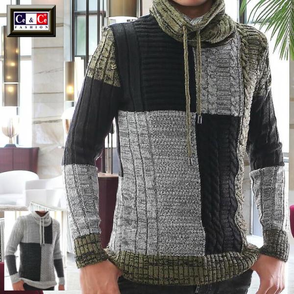 CINOH / ボーダー編み  ハイネックニット セーター CINOH（チノ） ニット セーター 」 BORDER CREWNECK レディース
