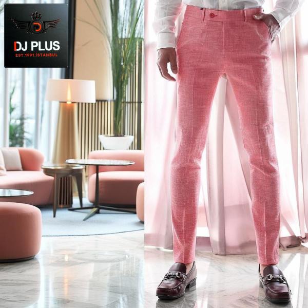 スラックス スキニー サマースラックス パンツ かすれチェック 薄地