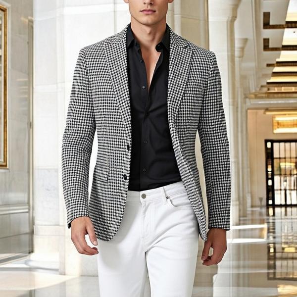 極美品✨️ RING JACKET テーラードジャケット 千鳥柄 ウール 48 テーラード ジャケット ICHITEKI JAPAN FABRIC イチテキシングル 2ツ釦