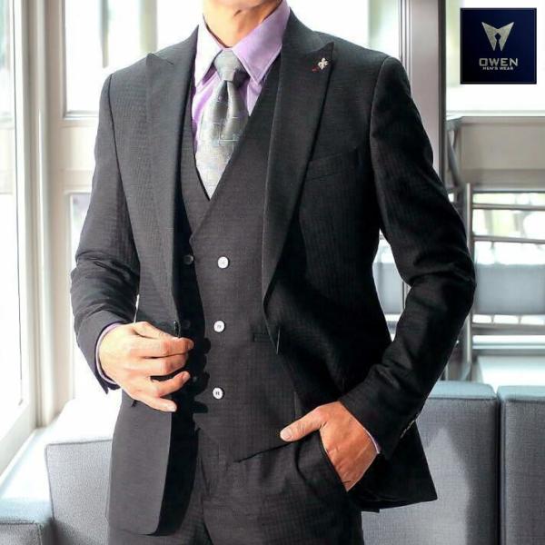 テーラードジャケット ジレ セットアップ メンズ 黒 タイト/スリム