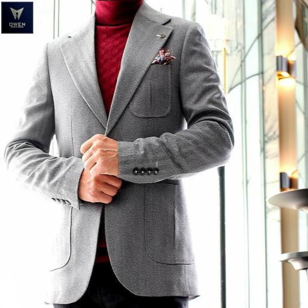 テーラードジャケット ブレザー 秋冬春 ヘリンボーン メンズ ライト