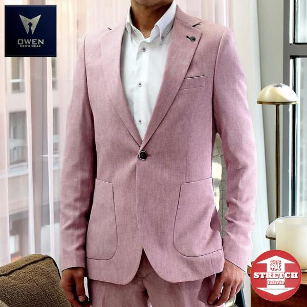 メンズ スーツ セットアップ ピンク テーラード ジャケット bin-1_owen20719-8jkxx