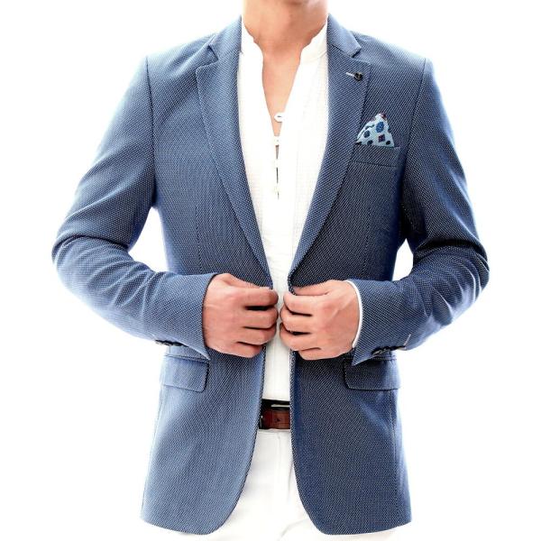 本物品質の Men S メンズブルーブレザー Blazer Blue スーツジャケット Labelians Fr