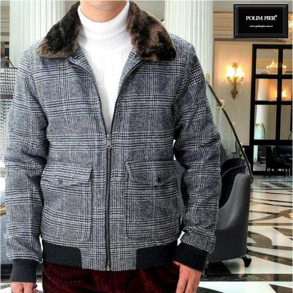 agnès b. homme チェック柄 キルティング中綿ブルゾンサイズ44 グレンチェック 中綿 ブルゾン ジャケット アウター 紺 メンズ