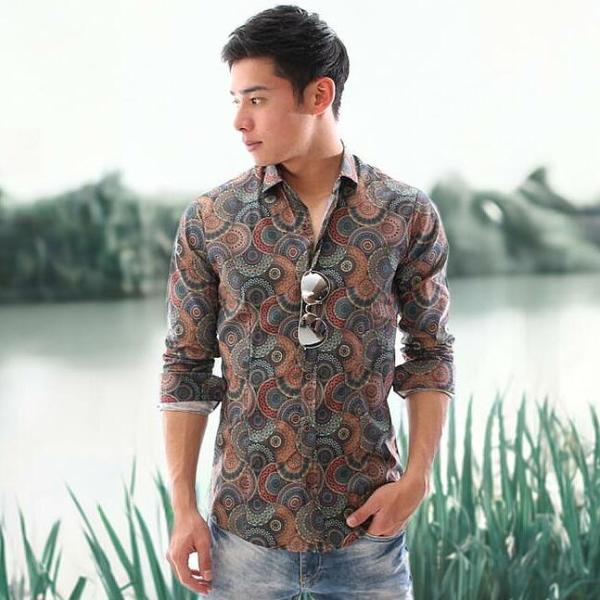 1 長袖シャツ　柄シャツ　メンズ　L  総柄　ヨーロピアン　スカーフ柄　レトロ sh-165-1.jpg