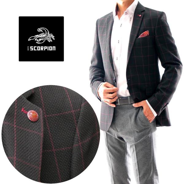 テーラードジャケット ブレザー メンズ チェック 黒 ジャケパン 一つボタン Buyee Buyee บร การต วกลางจากญ ป น ซ อจากประเทศญ ป น