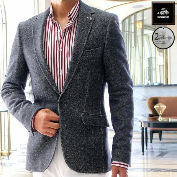 テーラードジャケット ブレザー 紺 ネイビー メンズ ソフトジャージー