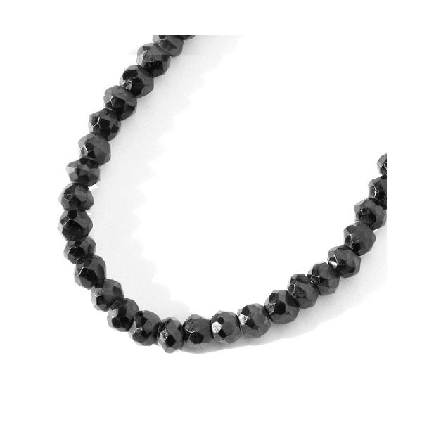 ブラックスピネル ネックレス メンズ 天然石 5mm幅 40〜45cm 太め 黒 ビーズ アジャスター カットストーン メンズアクセサリー チョーカー ギフト プレゼント