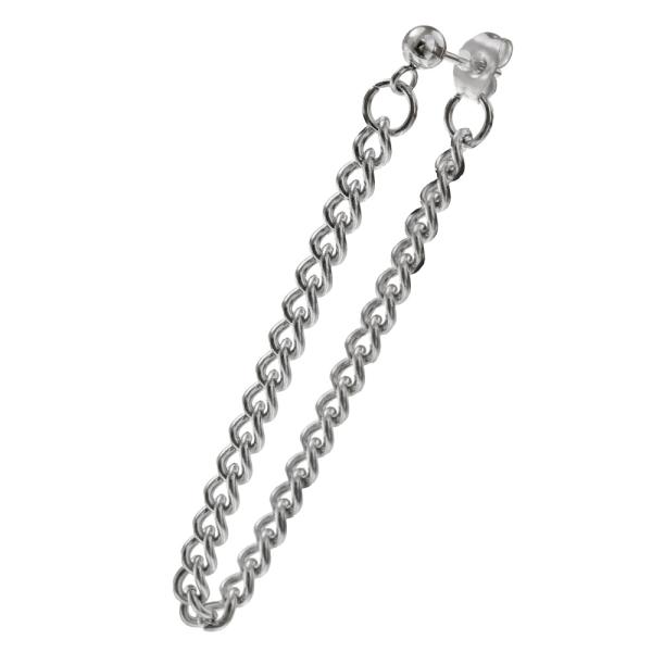 チェーンピアス メンズ レディース 片耳用 ステンレス ロングピアス 10cm ボール ドロップピアス 揺れる シルバー ロングチェーン 縦長 メンズピアス 男女兼用