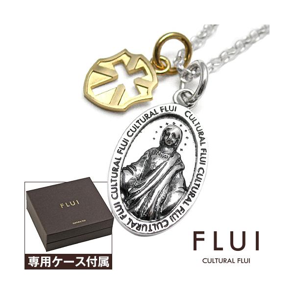 FLUI マリアメダイ コインネックレス メンズ ペンダント シルバー925 シールド ゴールド 小さめ チェーン付属 上品 アクセサリー 男性 女性 男女兼用