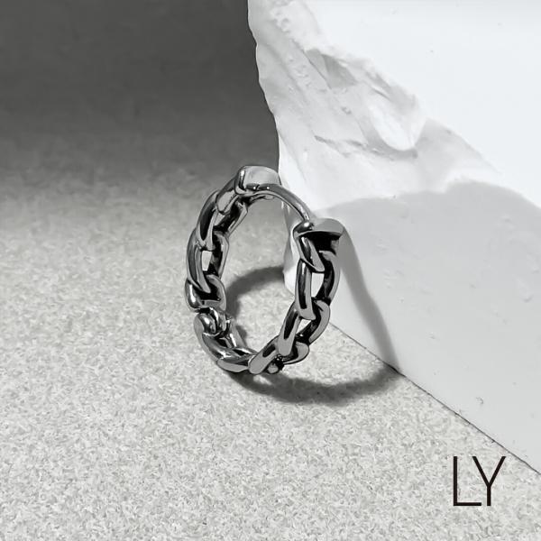 喜平チェーンフープピアス メンズ レディース ステンレス 片耳用 15mm 3.5mm幅 リングピアス 喜平ピアス 細め チェーンモチーフ シルバー 男女兼用 サークル
