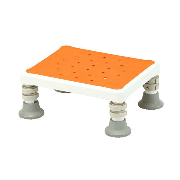 看護、介護用品 介護・リハビリ 入浴介助用品●座面・脚ゴムに防カビ加工をしています。●座面の高さを5段階（20mmピッチ）で調整できます。●色：オレンジ●幅×奥行×高さ（mm）：325×265×120〜200●材質：座面／PP(ポリプロピレ...