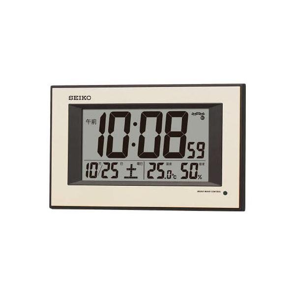 実験室設備 工具類 工具、道具●周囲が一定の暗さになると自動的に文字板が点灯するデジタル電波掛時計です。●入数：1個●幅(mm)：256●奥行(mm)：47●高さ(mm)：162●機能：電波修正機能、電波オフ機能、ライト、温度・湿度、電池切...