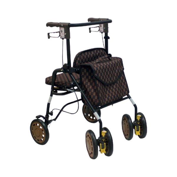 大手介護カタログ　介援隊カタログ全品ございます。●サイズ／幅55×奥行61×高さ81〜93cm、折りたたみ時：幅55×奥行37×高さ88cm、座面：幅35×奥行29cm、座面高：約43cm、ハンドル内幅：35cm●車輪サイズ／前輪18×後輪...