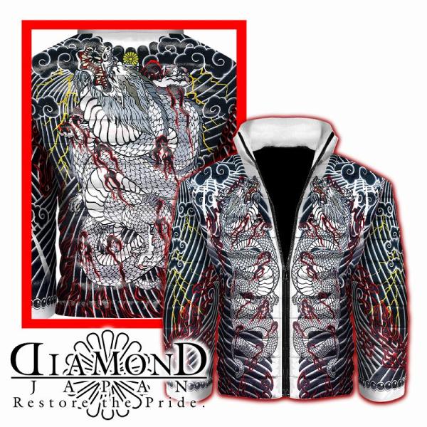 ソフトボア 中綿ジャケット 服 DIAMOND JAPAN dj-203 白竜 刺青 和柄