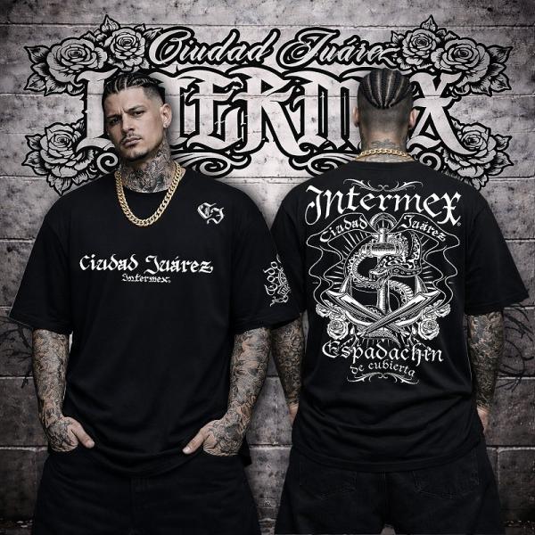 半袖 Tシャツ 服 INTERMEX コブラ柄 蛇 パイソン 碇 itm-073 黒 白