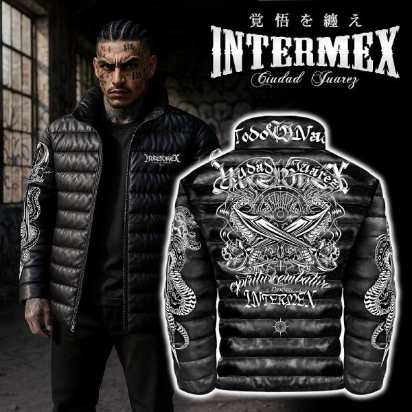 鷹柄 レザー調 中綿ジャケット INTERMEX ITM-099 メンズファッション