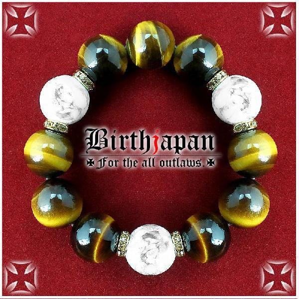 ポイント10倍 超極太20mm ロンデル×虎目石 タイガーアイ ハウライト 