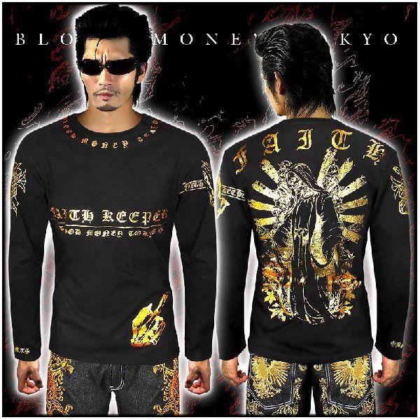 ポイント10倍 13021黒×金 ロンT マリア 大きいサイズ 悪羅悪羅系  