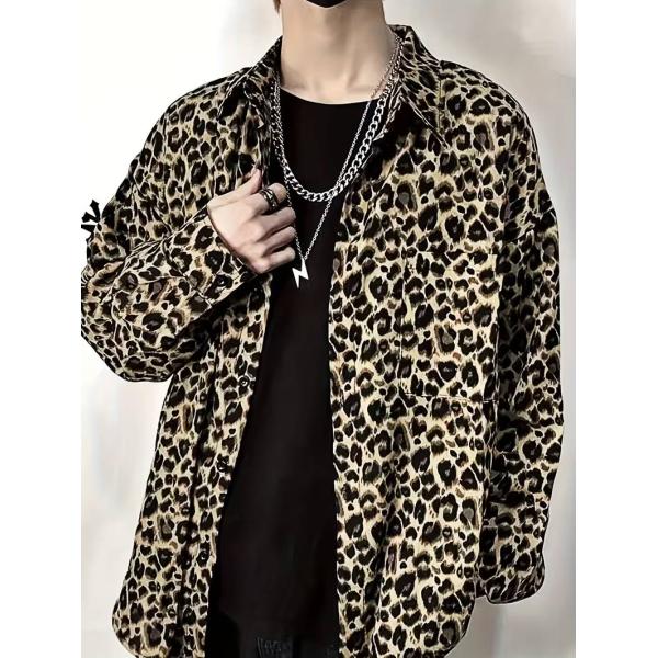 じ*ー様 【新品未使用】ラッセルノ ヒョウ柄シャツ サイズ5 ヒョウ柄 プリント 長袖シャツ 355 ブラウン ドレスシャツ Yシャツ