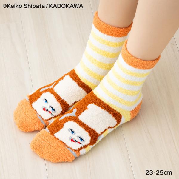 Fukuske（フクスケ） パンどろぼう マシュマロ柄 クルーソックス 23