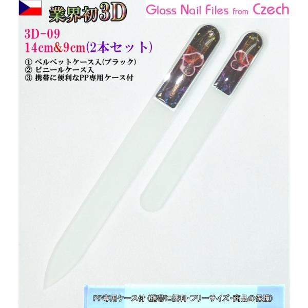 爪ヤスリ 2Pcs 業界初 3DN チェコ製 ガラス M3D9&S3D9 両面仕上げ 専用 ケース付 ヤマトDM便対応品