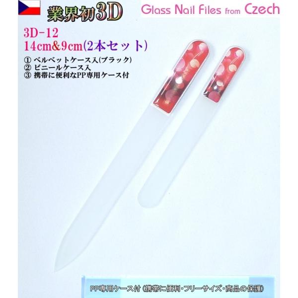 爪ヤスリ 2Pcs 業界初 3DN チェコ製 ガラス M3D12&S3D12 両面仕上げ 専用 ケース付 ヤマトDM便対応品