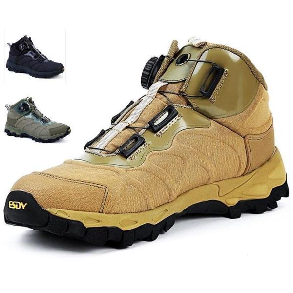 登山靴 メンズ サバゲー トレッキングシューズ ダイヤル式 メンズ 撥水 登山靴 衝撃吸収 ミリタリーブーツ ミドルカット 耐磨耗 防滑 軽量 アウトドアシューズメイン素材: ナイロンメイン素材: 高密度PUレザー+織物 +天然ゴム サイズ...