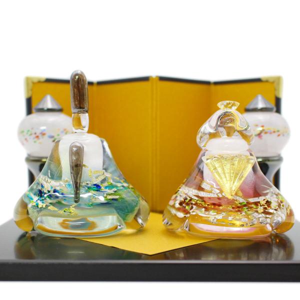 ガラスのお雛様 華雛 (はなびな) 雪洞 (ぼんぼり) 付き glass calico