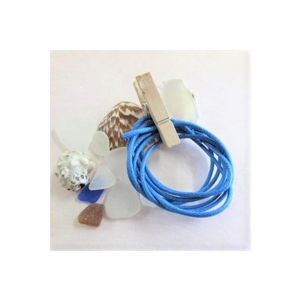 コットンコード　青（薄ワックス）2ｍｍ　90ｃｍ　/　ネックレス　ペンダント　レジン材料　巾着袋　綿紐　ハンドメイド　手芸幅2ｍｍ　長さ0.9ｍネックレス紐や巾着紐等の手芸に！綿素材の紐　ロウビキ(蝋引きひも）軽めのワックス加工がしてあり紐...