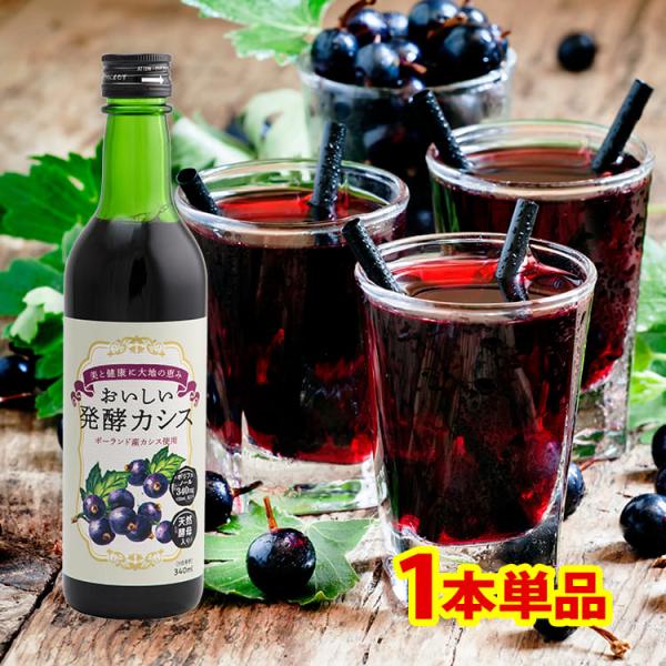 目の健康に役立つアントシアニン豊富 おいしい発酵カシス 1本単品 340ml 飲みやすくておいしい 国産 天然酵母入り てんさい糖 発酵食品