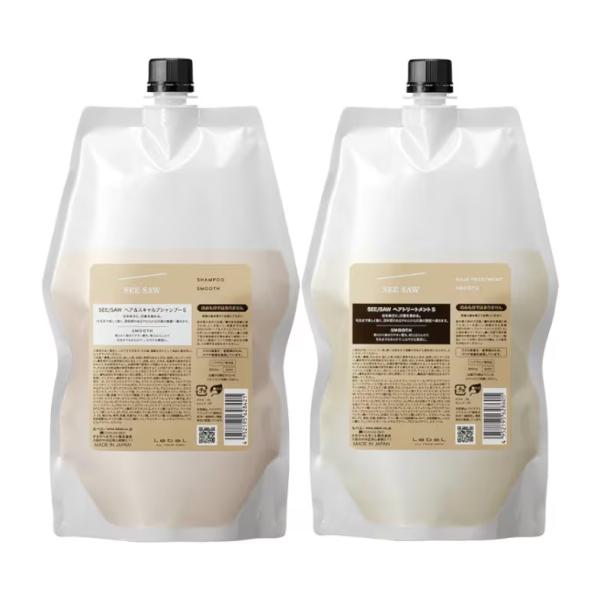 SEE/SAW シーソー ヘア&スキャルプシャンプーS 800mL & ヘアトリートメントS 800mL スムース セット レフィル 詰め替え ルベル サロン専売