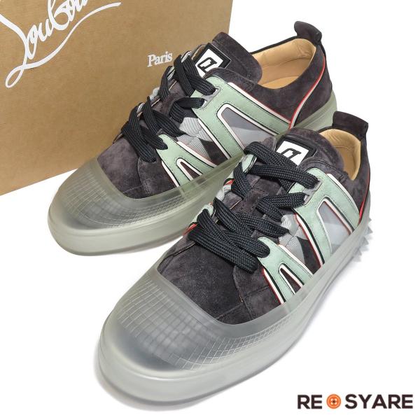 極美品 定価14万 クリスチャンルブタン 2021SS VIDA VIVA FLAT レザー スタッズ ローカット スニーカー オーバー シューズ 43768 :43768:リシャレ!ショップ 通販 クリスチャンルブタン レザー×スエード スニーカー 42 メンズ ブラック レッドランナー スパイクスタッズ