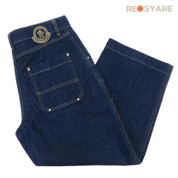MONCLER 美品 モンクレール PANTALONE ロゴワッペン インディゴ MONCLER 美品 モンクレール PANTALONE ロゴワッペン インディゴ