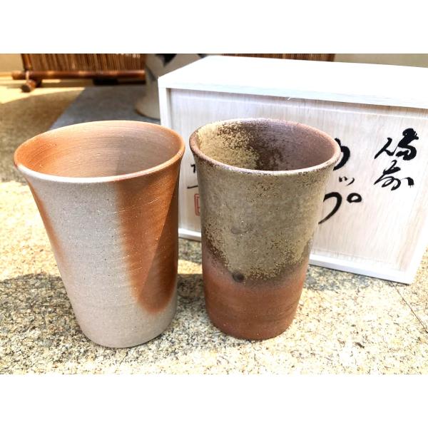 備前焼 小西陶古 ペアビアマグセット(桐箱入) ビアタンブラー ビールグラス ビアグラス ビアカップ タンブラー ビール 和食器 窯元 酒器