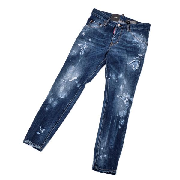 ディースクエアード 未使用 デニム クラッシュ リペア ブルーデニム 38