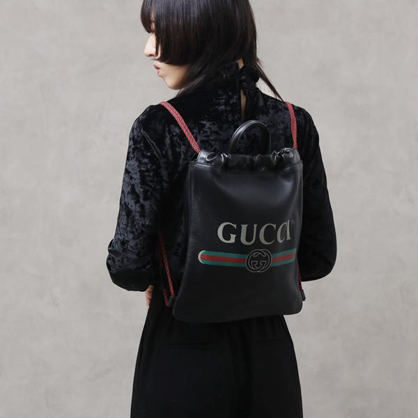 グッチ GUCCI プリント レザー スモール ドローストリング バックパック ナップサック ブラック [レディース][メンズ] 523586  0GCBT 8163 NS2304 :2810250329992:ブランドジュエリー京都 - 通販 - Yahoo!ショッピング