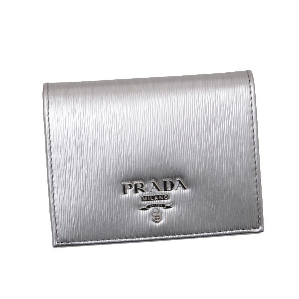 プラダ Prada Vitello Move レザー ウォレット コンパクト 折財布 シルバー レディース 1mv4 2b6p F0135 ブランドジュエリー京都 通販 Yahoo ショッピング