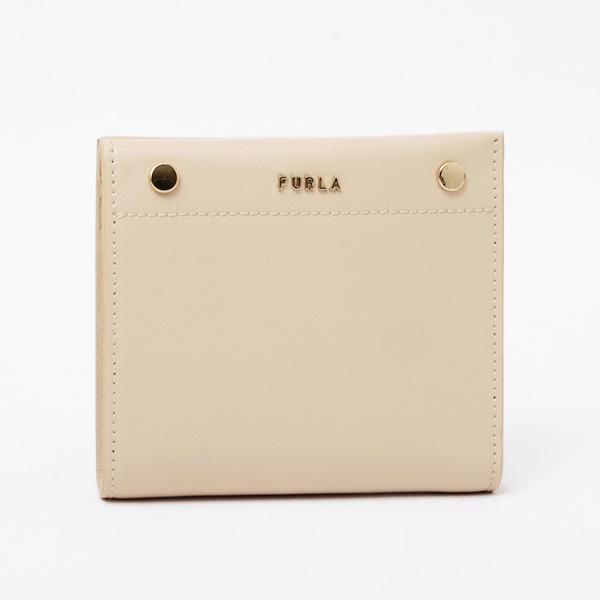 フルラ FURLA LADY M S レザー コンパクト ウォレット 折財布 ベージュ  