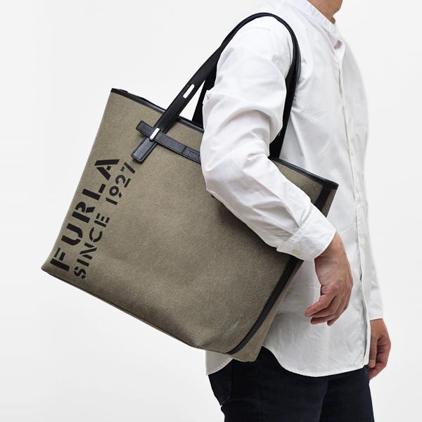 フルラ FURLA MAN GIOVE XL CASUAL TOTE キャンバス×レザー 特大サイズ