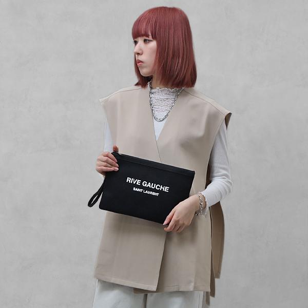 サンローランパリ SAINT LAURENT PARIS キャンバス×レザー リヴ
