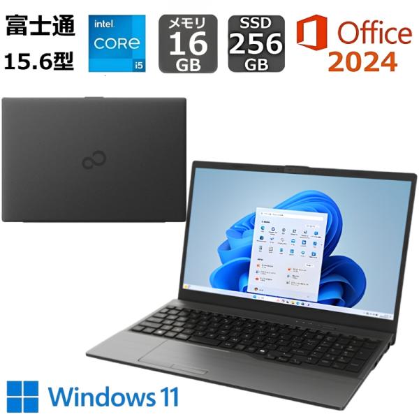 【新品】 富士通 FUJITSU ノートパソコン FMV Lite 15.6型 / Core i5-1235U / メモリ 16GB / SSD 256GB / Windows 11 / Webカメラ / 2024 Office付き / ブラック